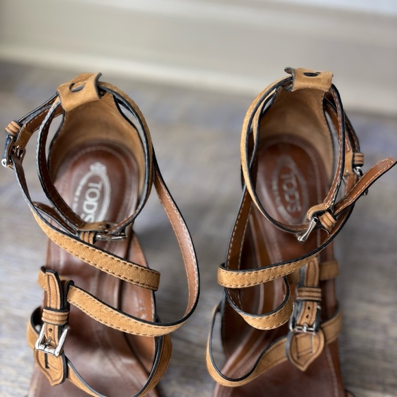 Tods Strappy Heels Leather Buckle Sandals Size 38.5 - Picture 5 of 10